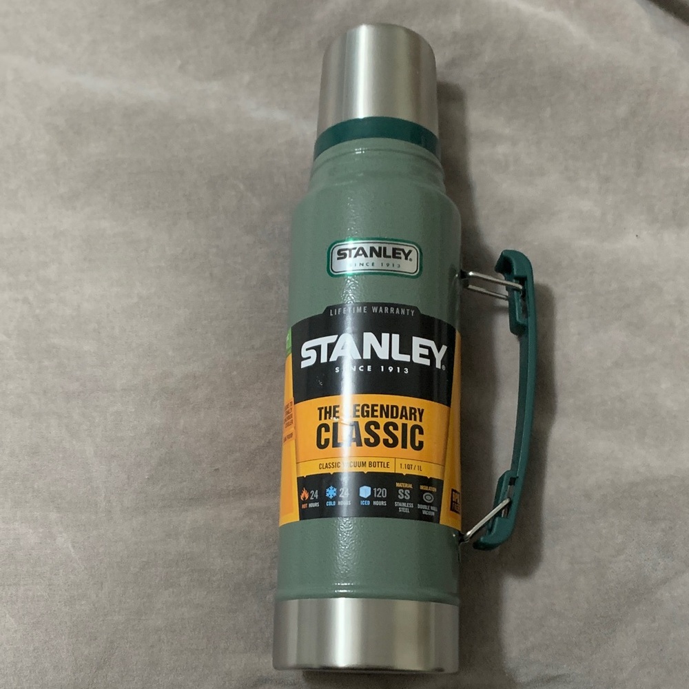 Stanley Green and Silver Thermos
